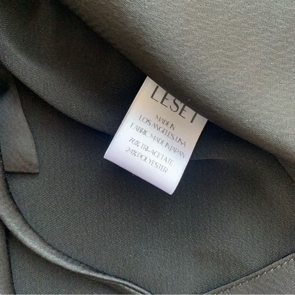 Leset Barb Satin Long Sleeve Open Tie Cropped Crop Blouse Top Black - Picture 9 of 11